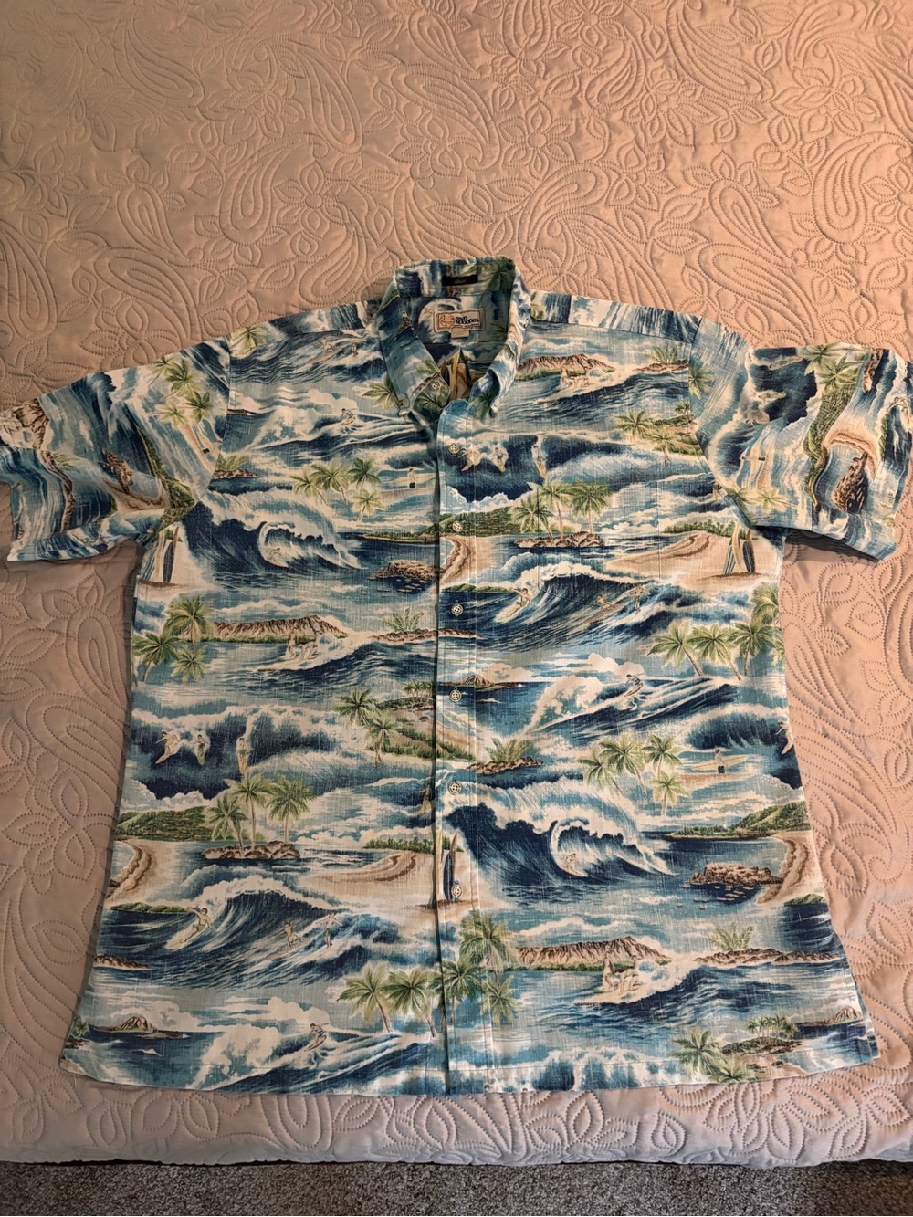 Reyn Spooner Hawaiian Traditionals Surfing Theme Casual Button/Collar Shirt